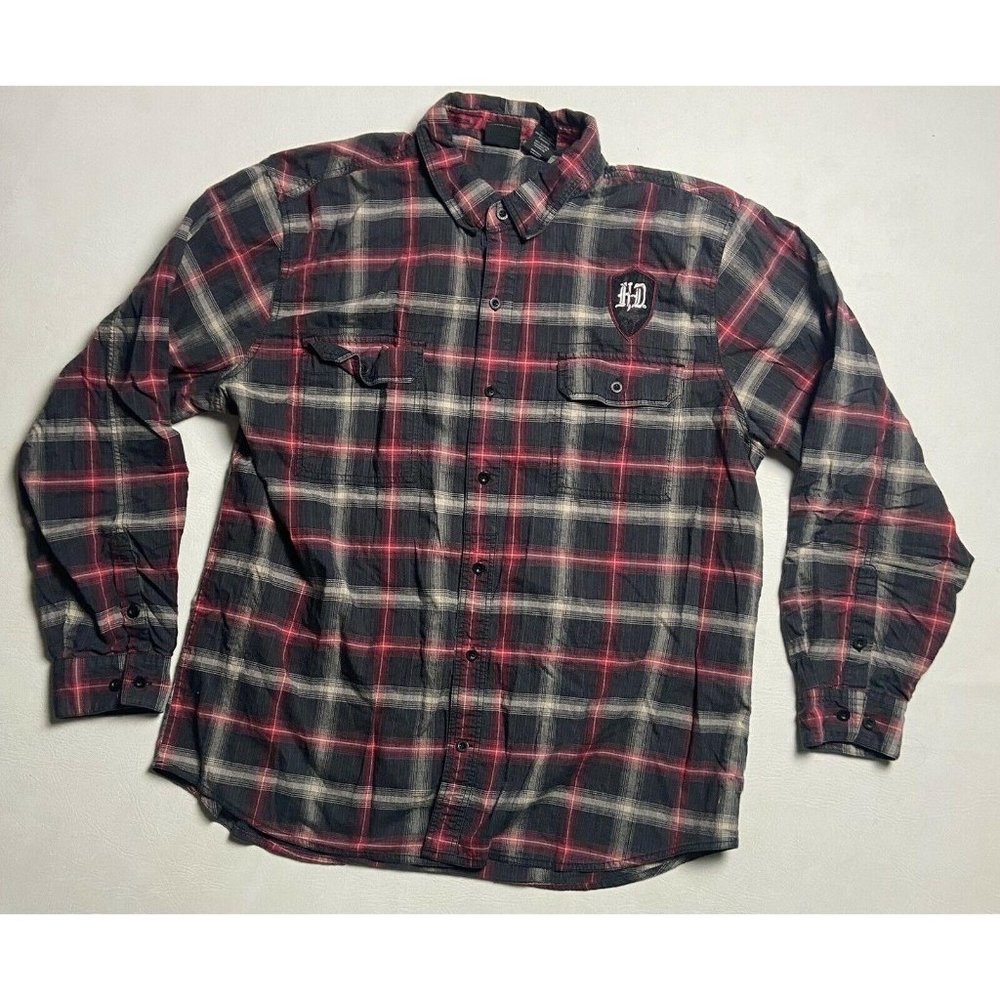 Harley Davidson Mens Plaid Long Sleeve Woven Shirt